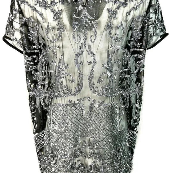RARE Couture Libertine Embellished Black Sequin Top L - Picture 6 of 13